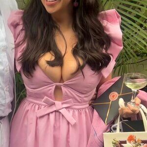 For Love and Lemons Long Pink Dress with Underwire